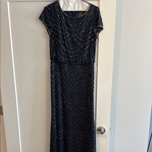 Elegant Navy and Grey Women's Dress